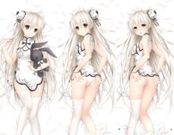 anus ass ass_grab blush breasts brown_eyes bunny chinese_clothes chinese_dress cropped dress garter_belt gray_hair kasugano_sora long_hair nipples no_bra pussy stockings summer-d_(dodojune) uncensored waifu2x yosuga_no_sora