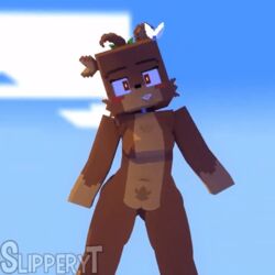 1girls 3d animated anthro bear bear_girl bia_prowell_(slipperyt) breasts brown_skin female female_only horny_female humanoid living_plushie mine-imator minecraft no_panties nude outside plushie red_eyes slipperyt solo tagme teddy_bear