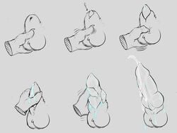 2019 animal_genitalia animal_penis anthro balls bodily_fluids canid canine canine_penis clyde_wolf cum digital_media_(artwork) duo erection feral fur genital_fluids genitals knot male male_only mammal masturbation nude penile penile_masturbation penis sex sheath simple_background sketch