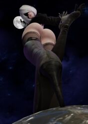 3d big_ass blender blindfold boots female giantess gloves high_heel_boots huge_ass moon nier nier:_automata planet ravenravenraven stockings vanasmut white_hair yorha_2b