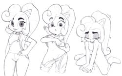 absurd_res activision anthro bandicoot breasts closed_eyes clothed clothing coco_bandicoot crash_(series) eyebrows female genitals hair hearlesssoul hi_res legwear looking_at_viewer mammal marsupial mostly_nude open_mouth overalls pose pussy socks socks_only undressing video_games