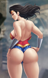 1girls abs ass backboob big_ass big_breasts breasts dc_comics diana_prince female female_only flowerxl large_breasts looking_at_viewer looking_back muscles muscular muscular_female pawg solo wonder_woman wonder_woman_(series)