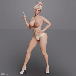 3d cameltoe heels high_heels lingerie mercy nurse nurse_cap nurse_hat overwatch panties snmdoll