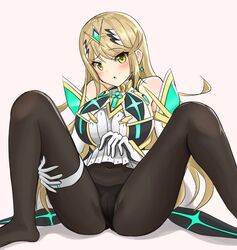 1girls bangs bare_shoulders blush breasts dress earrings elbow_gloves female gem gloves hair_ornament headpiece hikari_(xenoblade_2) jewelry large_breasts legs long_hair looking_at_viewer mythra nintendo open_mouth panties shy simple_background solo sssemiii swept_bangs thigh_strap tiara underwear very_long_hair white_dress xenoblade_(series) xenoblade_chronicles_2 yellow_eyes