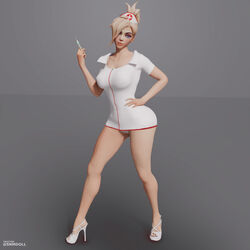 3d mercy nurse nurse_cap nurse_uniform open_toe_shoes overwatch snmdoll