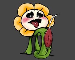 1boy 5:4 black_sclera bodily_fluids cum drooling edit flora flora_fauna flower flowey_the_flower game_(disambiguation) genital_fluids male male_only masturbation penis plant saliva skeles slit solo source_request squishyboiedits tongue tongue_out undertale video_games young