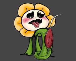 1boy 5:4 black_sclera bodily_fluids cum drooling edit flora flora_fauna flower flowey_the_flower game_(disambiguation) genital_fluids male male_only masturbation penis plant saliva skeles slit solo source_request squishyboiedits tongue tongue_out undertale video_games young