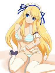 bikini female katsuragi_(senran_kagura) luser maid_headdress senran_kagura sitting solo