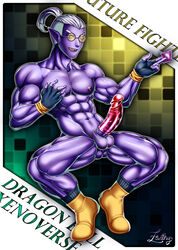 1boy abs balls big_penis boots condom_on_penis demon demon_boy dragon_ball dragon_ball_heroes dragon_ball_xenoverse fingerless_gloves fu_(dragon_ball) glasses holding_condom male_focus male_only muscular_male pectorals pointy_ears ponytail red_eyes spread_legs testicles tinted_eyewear undercut white_hair wink yellow-tinted_eyewear zarthy000