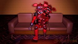 animal_genitalia animal_penis animatronic balls canine cum ejaculation five_nights_at_freddy's foot_fetish footjob fox foxy_(fnaf) gay genital_fluids genitals humanoid_penis machine male male/male male_only mammal penis red_body red_fur robot rockstar_foxy sitting video_games yellow_eyes