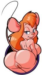 alpha_channel anthro anus arched_back ass bedroom_eyes big_breasts big_butt blonde_hair breasts buckteeth chip_'n_dale_rescue_rangers clitoris disney eyelashes female female_only gadget_hackwrench genitals grey_eyes hair half-closed_eyes looking_at_viewer looking_back lordstevie mammal mouse murid murine narrowed_eyes pink_body pink_nose pink_skin presenting presenting_hindquarters pubes pussy rear_view rodent seductive side_boob simple_background smile solo teeth transparent_background