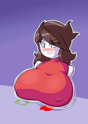 1girls big_breasts big_nipples blush breasts brown_hair female female_focus female_only hourglass_figure huge_breasts hyper hyper_breasts jaiden jaiden_animations large_breasts nipples nipples_visible_through_clothing richdraw sweater twitter youtube youtuber