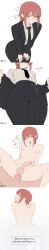ai_assisted ai_generated anal anal_insertion anal_orgasm anal_sex blush caption captioned comic dizzyarts english english_text femboy femboy_focus flat_chest flat_chested genderswap gigantic_penis makima_(chainsaw_man) moaning motion_blur motion_lines orange_eyes otoko_no_ko otokonoko red_hair rule_63 simple_background simple_shading small_penis submissive submissive_male suit suit_and_tie twink wide_hips wide_thighs yaoi