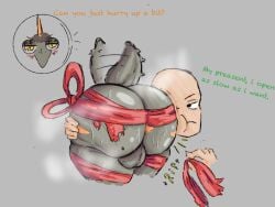 4:3 afterimage annoyed anon_(snoot_game) anthro ass backsack bald balls ballsack big_balls big_butt biped blush bodily_fluids bow_ribbon brown_hair bubble_butt butt_grab caldinie1 cavemanon_studios colored cutaway dialogue duo english_text frown genitals goodbye_volcano_high grey_background grey_body hair half-closed_eyes hand_on_butt head_on_butt hi_res human human_on_anthro interspecies ko_op_(game_developer) male male/male mammal motion_blur musk narrowed_eyes naser_(gvh) non-mammal_balls orange_body prehistoric_species pterodactylus pterosaur reptile ribbons scalie short_hair short_tail simple_background snoot_game sweat sweatdrop sweaty_butt tail tail_motion tailwag talking_to_another text yellow_eyes