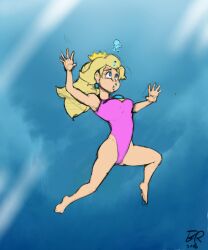 1girls animated bubbles byondrage drowning female loop mario_(series) nintendo princess_peach solo super_mario_bros. swimming underwater underwater_peril