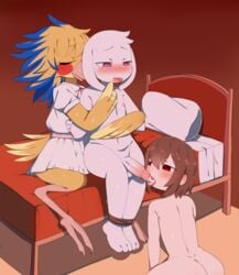 asriel asriel_dreemurr blowjob chara crybleat cum cum_in_mouth cum_inside gay penis undertale yaoi young