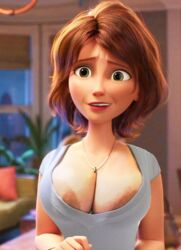 1girls 3d accurate_art_style areola_slip areolae aunt aunt_cass big_breasts big_hero_6 breasts brown_hair cass_hamada cleavage disney edit female female_focus female_only green_eyes huge_areolae huge_breasts marvel marvel_comics nipple_slip oblivious pancake_nipples screenshot screenshot_edit solo visible_nipples wardrobe_malfunction yetig