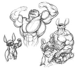 2011 abs alien ambiguous_gender anthro anthrofied back_markings biceps big_muscles bodily_fluids claws cum disney experiment_(lilo_and_stitch) fan_character flexing furry_(artist) genital_fluids graphite_(artwork) grin growth hair larger_male lilo_and_stitch lilo_pelekai lilo_pelekai_(experiment) male male/ambiguous male_only markings monochrome muscle_growth muscular muscular_male navel nipples pecs pencil_(artwork) sex simple_background size_difference sketch smile smirk stitch stray_(furry) traditional_media_(artwork) triceps unknown_character unknown_species white_background