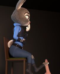 3d anthro ass chickenass clothed clothing dildo disney feet female foot_fetish foot_play footjob fur genitals hi_res judy_hopps lagomorph leporid mammal penis purple_eyes rabbit sex sex_toy toes zootopia