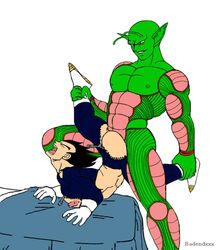 anal anal_sex anatomically_incorrect ass badendxxx balls_deep bed daily_dose dragon_ball dragon_ball_z gay green_skin interspecies legs_held_open long_nipples male male_only nude partially_clothed piccolo rape simple_background size_difference vegeta white_background yaoi zipper