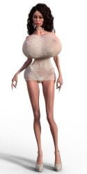 2026 3d_(artwork) areola big_breasts bimbo_(fashion) breasts brown_hair choker clothed clothing digital_media_(artwork) female female_only green_eyes hair high_heels huge_breasts hyper_breasts lace_lingerie long_nails looking_at_viewer mammal nipples not_furry panties simple_background skinny slim small_waist thick_lips thin_arms thin_legs transparent_fabric wratrds