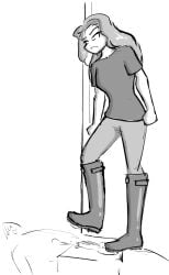 1boy 1boy1girl 1female 1girl 1girl1boy 1girls adult adult_female black_and_white blonde blonde-haired_female blonde_female blonde_hair blonde_hair_female boot_fetish bootjob boots celera_prime cfnm clothed_female_nude_male clothes cum cumshot dominant dominant_female dominatrix female female/male femdom knee_boots kneehigh_boots leather leather_boots long_legs male male/female malesub monochrome original original_character original_characters pants rain_boots rubber rubber_boots shirt shoe_fetish shoejob submissive_male tall_boots
