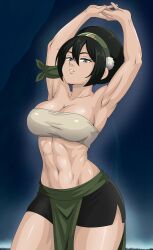 1girls abs avatar_the_last_airbender big_boobs big_breasts black_hair black_hair_female blind blind_female boobs breasts female female_focus female_only fit fit_female huge_breasts large_boobs large_breasts light-skinned_female light_skin massive_breasts muscle muscle_mommy muscles muscular muscular_female nickelodeon nicktoons solo solo_female solo_focus the_legend_of_aang thick_thighs thighs toned toned_female toph_bei_fong tate_alon