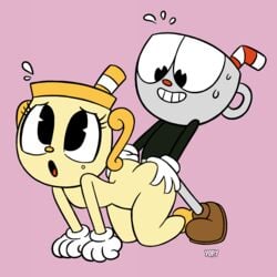 1boy 1boy1girl 1girls all_fours anal anal_sex ass cuphead cuphead:_the_delicious_last_course cuphead_(game) doggy_style exposed_torso female footwear from_behind_position handwear handwear_and_footwear_only invalid_tag male male/female ms._chalice penetration sex vaginal video_games yopy