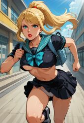 ai ai_generated metroid running samus_aran school_uniform schoolgirl