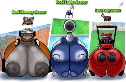 3girls animate_inanimate anthro anthrofied ass breasts female gijinka humanized lawnmower_(pvz) lunnybunny object personification plant_humanoid plants_vs._zombies plants_vs_zombies pool_cleaner_(pvz) popcap_games pussy roof_cleaner_(pvz) take_your_pick