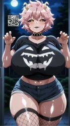 1girls ai_generated ai_generated_video animated big_breasts breasts fangs female female_only halloween huge_breasts large_breasts light-skinned_female mina_ashido my_hero_academia no_sound revealing_clothes ripping_clothing solo tagme video