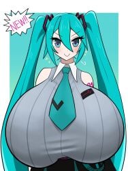 :) aqua_eyes aqua_hair big_breasts black_heart_(disambiguation) blue_eyes blue_hair blush blush_lines blushing braided_hair breasts breasts_bigger_than_head breasts_bigger_than_torso clothed clothing collar collared_shirt hair hair_accessories hair_accessory hairclip hatsune_miku hatsune_miku_(vocaloid6) heart heart_accessory looking_at_viewer number number_tattoo open_eyes pink_tattoo sleeveless sleeveless_shirt smile smiley_face smiling tattoo tattoo_on_shoulder tie twintails twintails_(hairstyle) vocaloid vocaloid_6