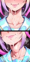 1girls ai ai_art ai_generated beautiful beautiful_body beauty blush blush_lines blushing bodily_fluids breath breath_cloud breathing breathing_heavily clothed clothed_female curvaceous curvaceous_body curvaceous_female curvaceous_figure curves curvy curvy_body curvy_female curvy_figure female female_focus fluids genital_fluids genlation glossy glossy_body glossy_skin hair hair_between_eyes hair_ornament hot kneeling light-skinned_female light_skin nails nails_painted needy_streamer_overload on_knees petite petite_body petite_breasts petite_female petite_girl petite_tits pubic_hair sexy sexy_body shiny shiny_skin simple_background steam steaming steaming_body steamy steamy_breath sweat sweatdrop sweaty sweaty_body thick thighs trembling twintails uncensored visible_breath chouzetsusaikawa_tenshi-chan kangel needy_girl_overdose two-tone_hair blonde_hair blonde_female blonde blonde-haired_female blonde_hair_female ribbon ribbons blue_nails purple_nails smile smiling smiley_face smirk upper_body_focus heart heart_symbol hearts_around_head blue_eyes multicolored_hair blue_shirt multicolored_clothing gyaru gyaru_gal smelly fully_clothed cum cum_inside cum_in_mouth cum_on_face cum_drip cum_string cum_inside_mouth shiny_hair shiny_clothes mouth_closed mouth_full_of_cum throat_bulge eating_cum swallowing swallowing_cum swallowing_bulge pubic_hair_in_mouth pubic_hair_on_face no_visible_eyes pink_lips lips cum_dripping_from_mouth after_oral after_blowjob pleasure_face pleasured pleasured_face pleasured_female pleased_expression midriff solo solo_focus solo_female female_only only_female smelly_cum excessive_cum excessive_genital_fluids flat_chest flat_chested flat_chested_female cum_as_food cum_addict cum_all_over after_cumshot