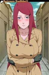 1girls ai_generated ass ass_focus breasts cheating cheating_girlfriend cheating_wife cosplay curvy curvy_figure female female_only huge_ass huge_breasts kushina_uzumaki long_hair mature_female mother motherly_cuckold naruto naruto_(classic) naruto_(series) naruto_shippuden pussy pussy_juice pussy_juice_drip red_hair smile uzumaki_kushina zadbhell thong outdoors public_nudity public_indecency gloves long sleeves coat trenchcoat blush
