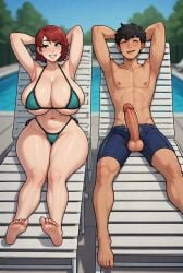 2d_animation ai_generated animated big_breasts bikini cumshot curvaceous curvy curvy_female curvy_figure ejaculation huge_breasts large_breasts male/female original_character penis penis_out pool poolside tagme video voluptuous
