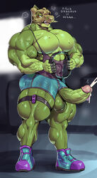 1boy abs alternate_color anthro anthrofied balthazar_haxter bara big_biceps big_muscles big_penis bodysuit bottomwear clothing compression_shorts controller dialogue ejaculation electronics exercise game_controller gay green_penis half-closed_eyes heavy_breathing hi_res holding huge_cock huge_muscles huge_testicles humanoid_genitalia humanoid_penis joycon_controller leg_strap legwear male male_only marowak mask muscular muscular_male nintendo nintendo_controller nintendo_switch original_character pecs penis pokémon_(species) pokemon pokemon_rgby ring_fit_adventure ringcon_controller shiny_pokemon shirt shorts skull solo sportswear sxfpantera tank_top teeth testicles text thick_thighs thigh_gap tight_clothing topwear veins video_games wardrobe_malfunction watermark what yaoi