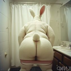 ai_generated animated anthro ass big_butt bouncing_butt butt_crack chubby chubby_anthro chubby_male fat_butt fat_male furry lagomorph leporid male oxandi rabbit realistic rodent tagme twerking video white_fur