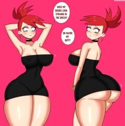 1girls ass ass_focus bad_grammar big_ass big_breasts big_butt bimbo blush breasts bubble_ass bubble_butt busty butt_focus cartoon_network cleavage dat_ass drunkavocado female female_only foster's_home_for_imaginary_friends frankie_foster huge_ass huge_breasts looking_at_ass skirt_too_short solo speech_bubble text thick_ass thick_thighs thin_arms thin_waist wide_hips