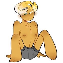 blonde_hair cookie_run gray_boxers male_only no_shirt solo_male sparkling_cookie unknown_artist unknown_source