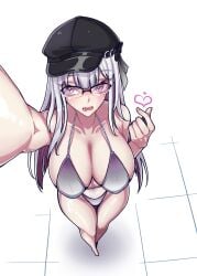 honkai:_star_rail honkai_(series) nihilux_(honkai:_star_rail) female female_only female_focus solo breasts big_breasts huge_breasts massive_breasts beret long_hair white_background surprised embarrassed heart_symbol heart_hands holding_object holding_camera camera selfie purple_eyes pink_eyes glasses bare_shoulders collarbone bra grey_bra panties grey_panties hips hips_wider_than_shoulders highres absurdres simple_background thick_thighs thighs ass thick_ass big_ass mommy sideboob inner_sideboob looking_at_viewer viewed_from_above from_above