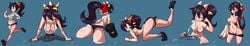 ass ass_cleavage breasts butt_crack dahs edit exercise filia_(skullgirls) loose_clothes oblivious pussy samson_(skullgirls) skullgirls