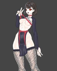 1girl 1girls 2d 2d_(artwork) 2d_artwork abs ass athletic athletic_female big_ass big_breasts big_legs big_thighs blood_in_mouth bob_cut breasts brown_hair clothed clothing cosplay curvaceous curvaceous_female fishnet_legwear fishnet_stockings fishnets half-dressed half_naked half_nude huge_ass kikuchi_aoi nipples no_bra no_panties no_sex pose red_eyes stocking stockings_thigh_highs tagme tagme_(artist) tagme_(character) zuthah