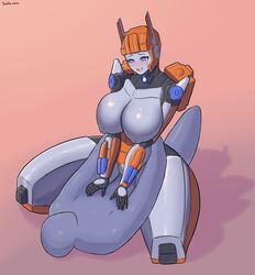 breasts cowgirl_position female female_on_top female_penetrated happy_sex huge_breasts male no_humans pleasure_face robot robot_girl saidra teknomekanoid thick_thighs trix-e