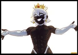 1boy billdraws blue_eyes commission crown dark-skinned_femboy dark-skinned_male dark_skin eyeshadow femboy gold_jewelry king_kirsch_(midnightundying) male_only mario_(series) midnightundying_(artist) muscles muscular oc original_character smile smug stirrup_legwear super_mario_bros. textless very_dark_skin white_eyelashes white_hair