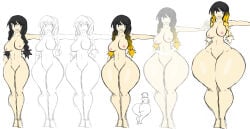 bailey_(matsu-sensei) ass_expansion hair_color_change naked_female naked 1girl 1girls solo_female solo_focus voluptuous_female larger_female large_ass big_ass huge_ass gigantic_ass butt ass_focus ass_bigger_than_head ass_bigger_than_breasts small_breasts nude_female dumptruck_ass black_hair no_panties no_bra image_sequence sequence breasts bomb hi_res