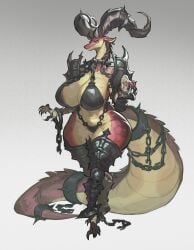1girls 2026 3_eyes 4_horns 5_fingers 5_toes absurd_res anthro anthro_female armor armored_boots armored_female armored_gloves big_breasts big_thighs black_sclera breasts breasts_bigger_than_head chain chains choker claws clothed clothed_female clothing curvy curvy_body curvy_female curvy_figure curvy_hips curvy_thighs dragon dragon_girl dragon_horns dragon_tail female female_anthro finger_claws fingers hi_res hips horn horns huge_breasts huge_thighs humanoid long_horn long_tail looking_at_viewer massive_breasts massive_thighs metal metal_bikini mythological_creature mythological_scalie mythology pirodefka red_body red_scales scales scalie sexy sexy_body sexy_female sexy_pose simple_background smile solo solo_female tail thick thick_hips thick_legs thick_tail thick_thighs thighhighs thighs toe_claws toes two-tone_body two-tone_scales two_tone_body two_tone_scales voluptuous voluptuous_female white_body white_scales wide_hips yellow_eyes