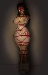 1girls avatar_the_last_airbender ball_gag blue_eyes bondage breasts crotch_rope dark dark-skinned_female defeated defeated_heroine fire_nation gagged katara large_breasts looking_at_viewer nickelodeon nipples noodlensfw nude prisoner rope rope_bondage shibari simple_background sweat tears tied_up