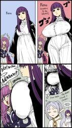3girls aura_(sousou_no_frieren) bb_(baalbuddy) big_breasts breasts_bigger_than_head color color_edit colored colored_sketch colorization colorized colorshun demon_girl demon_horns elf elf_ears elf_female elf_girl fern_(sousou_no_frieren) frieren frieren_beyond_journey's_end long_hair massive_breasts multiple_girls purple_hair smile smiley_face sousou_no_frieren tongue