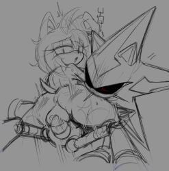amy_rose anus_peek bouncing_ass chains chillidog0 fat_pussy grey_background greyscale jiggling_ass lidded_eyes line_art looking_back mechanical_penis messy_hair metal_sonic monochrome neo_metal_sonic pussy pussy_lips robot robot_anthro robot_boy robot_joints robot_penis sketch sonic_(series) sonic_heroes sonic_the_hedgehog_(series) sweat tagme tail thick_thighs vaginal_penetration