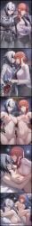 2girls 5koma after_sex ai_generated arlecchino_(genshin_impact) armor arms_crossed ass_visible bed bedroom big_breasts blush braided_hair breast_fondling breast_grab breast_sucking breasts chainsaw_man comic completely_nude crossover cuddling cum cumshot detailed_background embrace female fondling formal_wear genshin_impact glossy_skin heterochromia highres hugging intersex jacket kissing large_breasts lesbian long_hair looking_at_viewer makima_(chainsaw_man) multiple_girls multiple_views navel night_sky nipples nude pants pubic_hair pussy red_eyes red_hair sequence sex shirt sideboob silver_hair soft_lighting solo_focus standing stars suit thick_thighs underboob undressing white_hair wide_hips yellow_eyes yuri